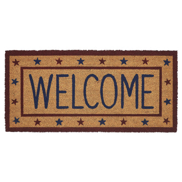 Patriotic Stars Welcome Coir Rug Rect 17x36 VHC Brands